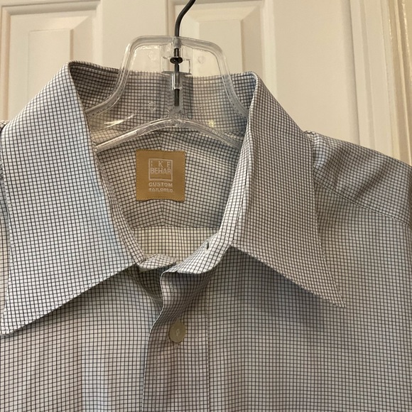 Ike Behar 100% Cotton Dress Shirt, button front, long sleeve button cuffs, Sz 16 - Picture 7 of 10